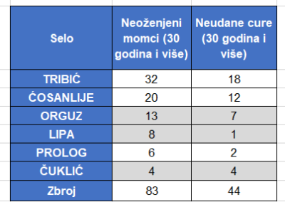 Statistika župe - Neoženjeni momci i neudane cure